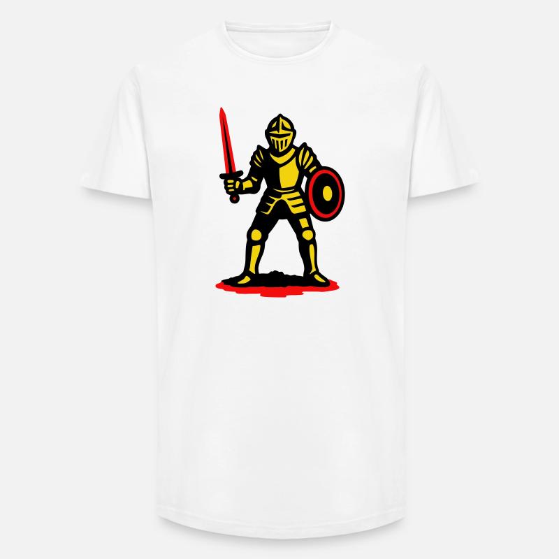 Gelber Ritter mit rotem Schwert - Long Fit Männer T-Shirt - Weiß