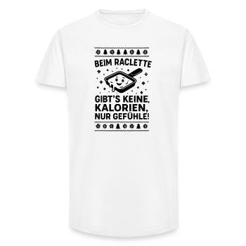Raclette Dire calories Sentiments - T-shirt coupe longue homme - blanc - Devant - AI Model Male 185 light (185cm)