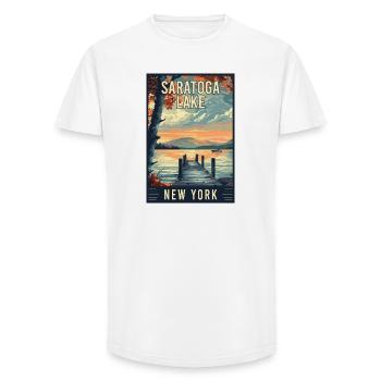Experience Saratoga Lake In New York State - Long Fit Men's T-Shirt - white - Front - AI Model Male 185 light (185cm)