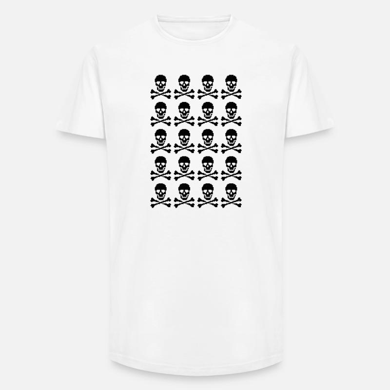 pixelated skulls pattern - Long Fit Men's T-Shirt - white