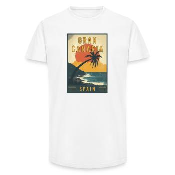 Explorez les îles Canaries et Gran Canaria en Espagne - T-shirt coupe longue homme - blanc - Devant - AI Model Male 185 light (185cm)