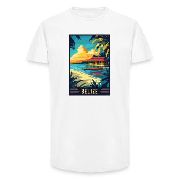 Découvrez le paradis tropical du Belize - T-shirt coupe longue homme - blanc - Devant - AI Model Male 185 light (185cm)