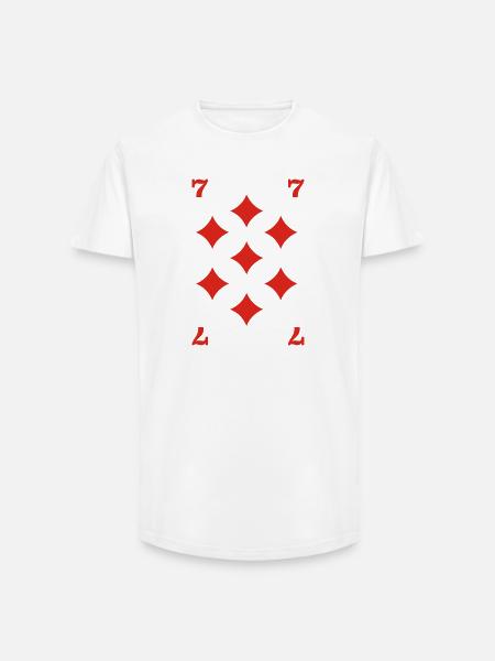 Checked Seven - Long Fit Men's T-Shirt - white