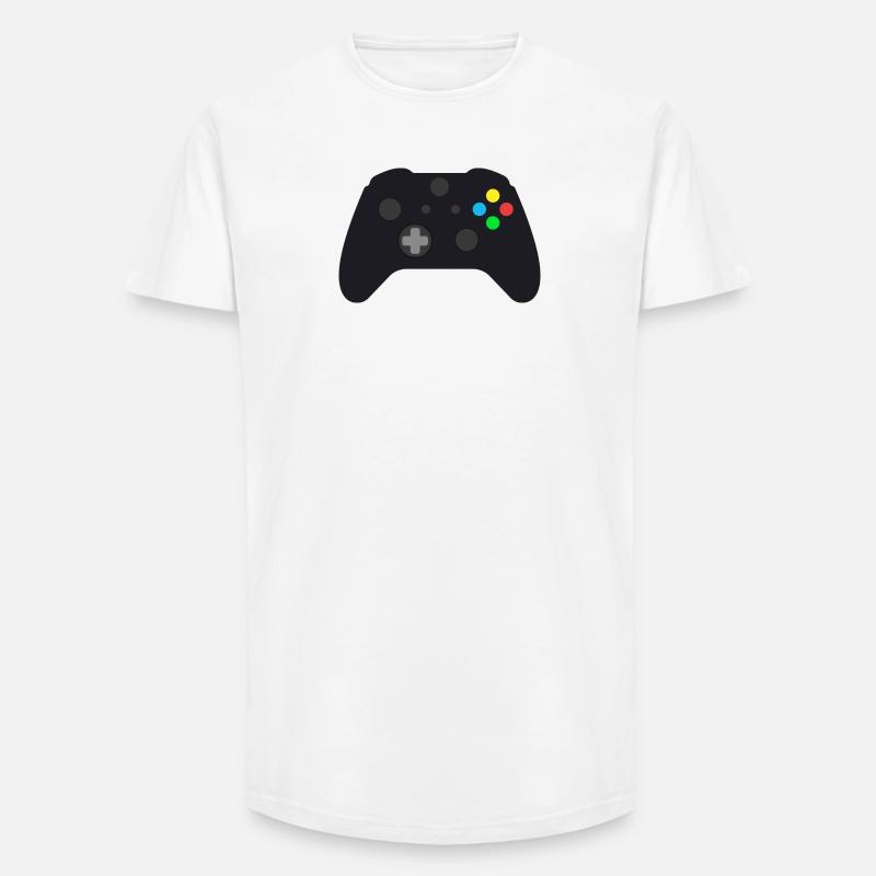 Dunkles Gamepad Neon-Knöpfe - Long Fit Männer T-Shirt - Weiß