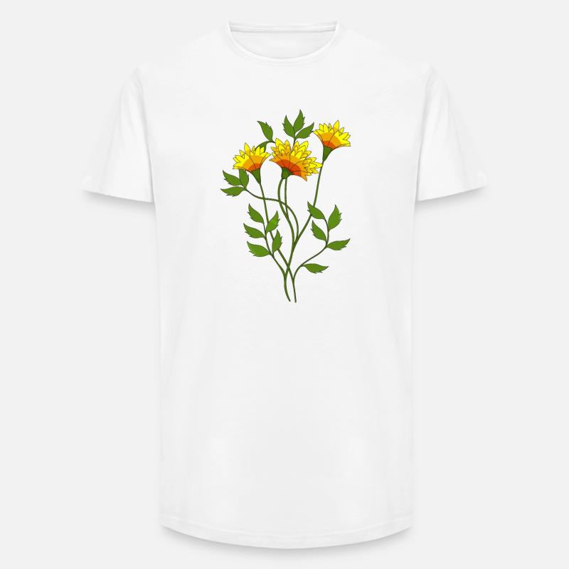 Blumen - Long Fit Männer T-Shirt - Weiß