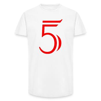 5. JUBILÄUM. 5 JAHRE. 5. JUBILÄUM. KIND - Long Fit Männer T-Shirt - Weiß - Vorne - AI Model Male 185 light (185cm)