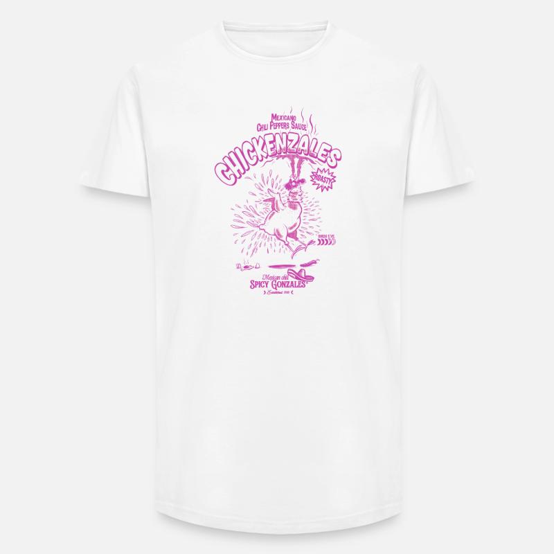 Lila Retro Scharfhähnchen - Long Fit Männer T-Shirt - Weiß
