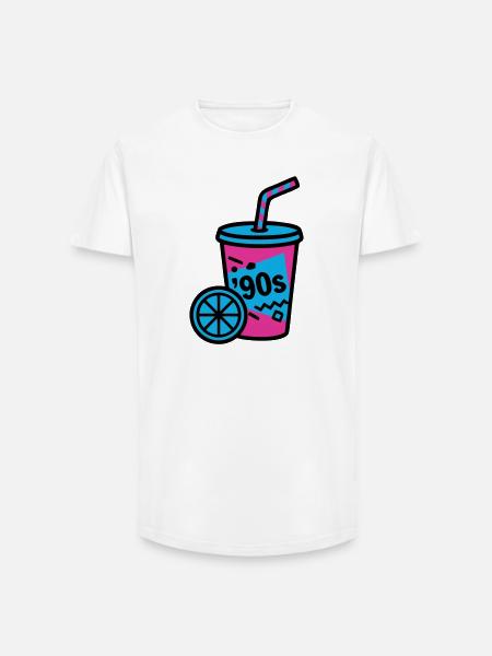 90s Retro Becher Slush Sommer - Long Fit Männer T-Shirt - Weiß
