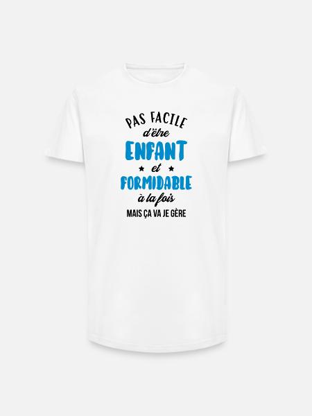 adolescent / enfant / ado / adolescente - T-shirt coupe longue homme - blanc
