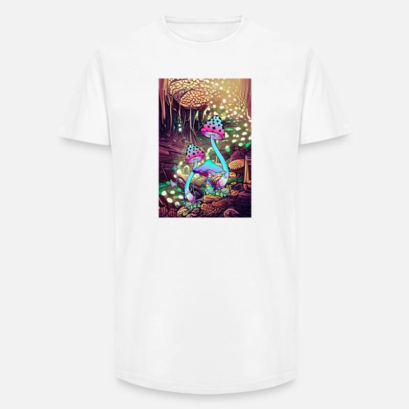 Magic Mushroom Landscape artwork - Long Fit Männer T-Shirt - Weiß