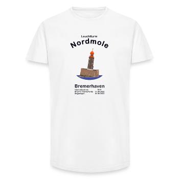 Schiefer Turm von Bremerhaven, Nordmole - Long Fit Männer T-Shirt - Weiß - Vorne - AI Model Male 185 light (185cm)