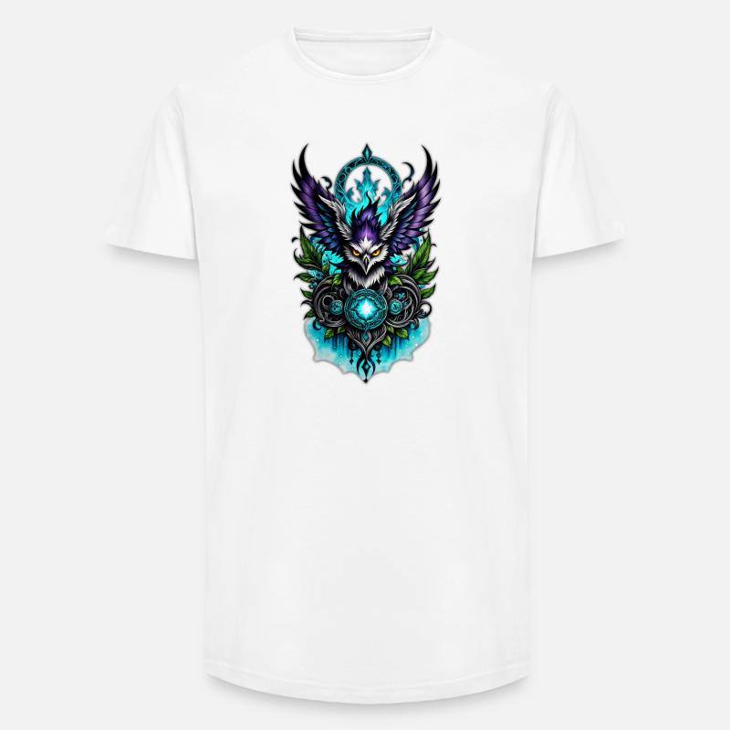 Eule mit magischen Elementen. - Long Fit Männer T-Shirt - Weiß