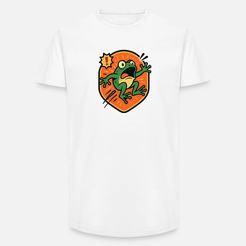 Panikfrosch-Abzeichen - Long Fit Männer T-Shirt - Weiß