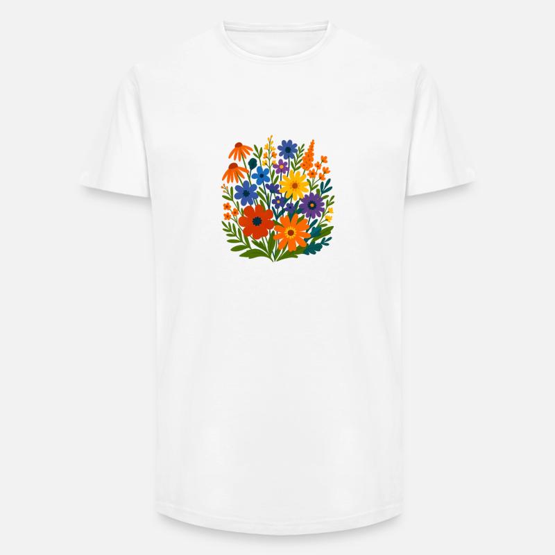Wildblumen-Blütenlandschaft - Long Fit Männer T-Shirt - Weiß