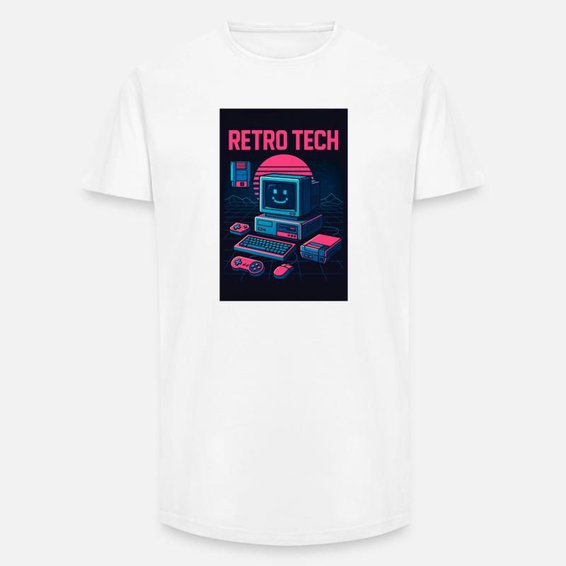 Retro Tech Computer Grafikdesigner mit Lächeln - Long Fit Männer T-Shirt - Weiß