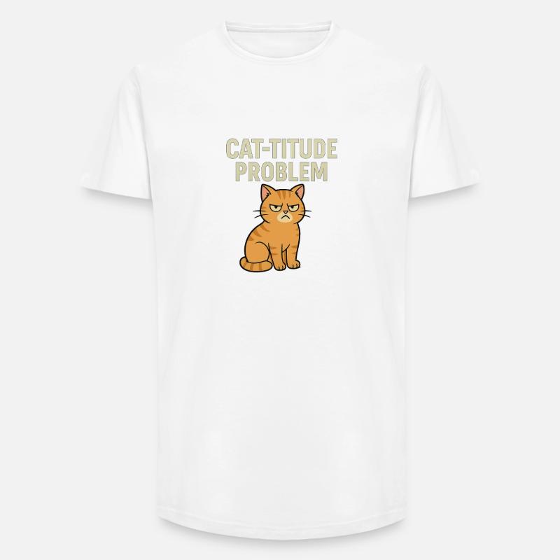 Catitude probleem Grumpy Kat Meme - Long Fit Men's T-Shirt - white