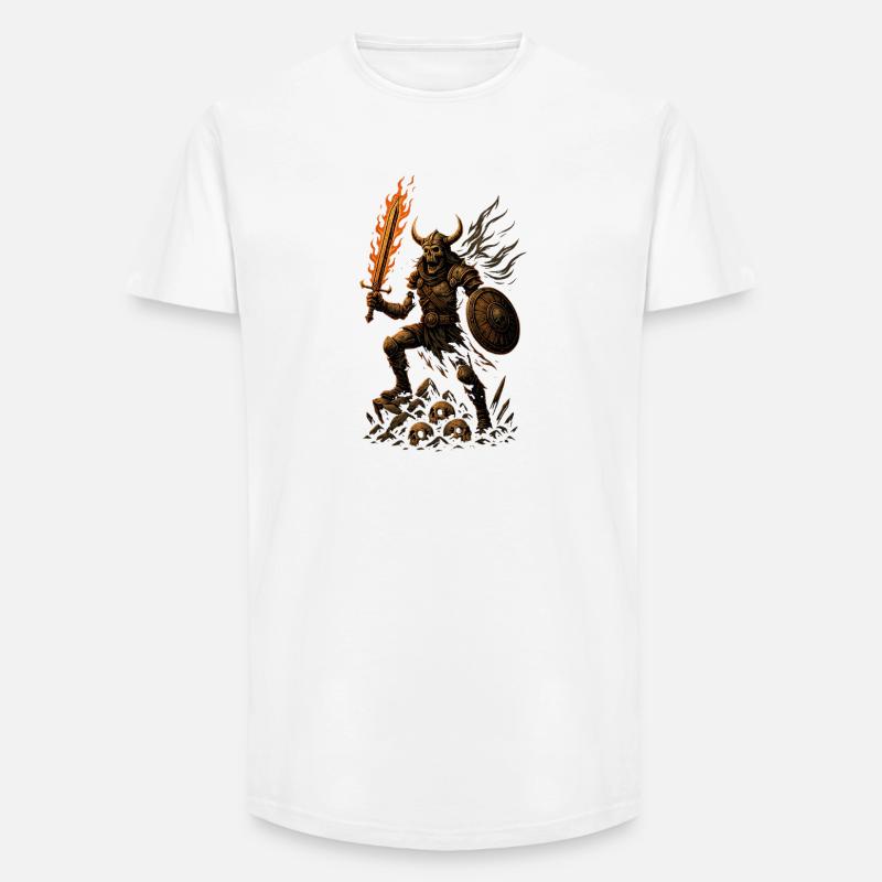 Dämonischer Krieger mit Feuer-Dolch - Long Fit Männer T-Shirt - Weiß