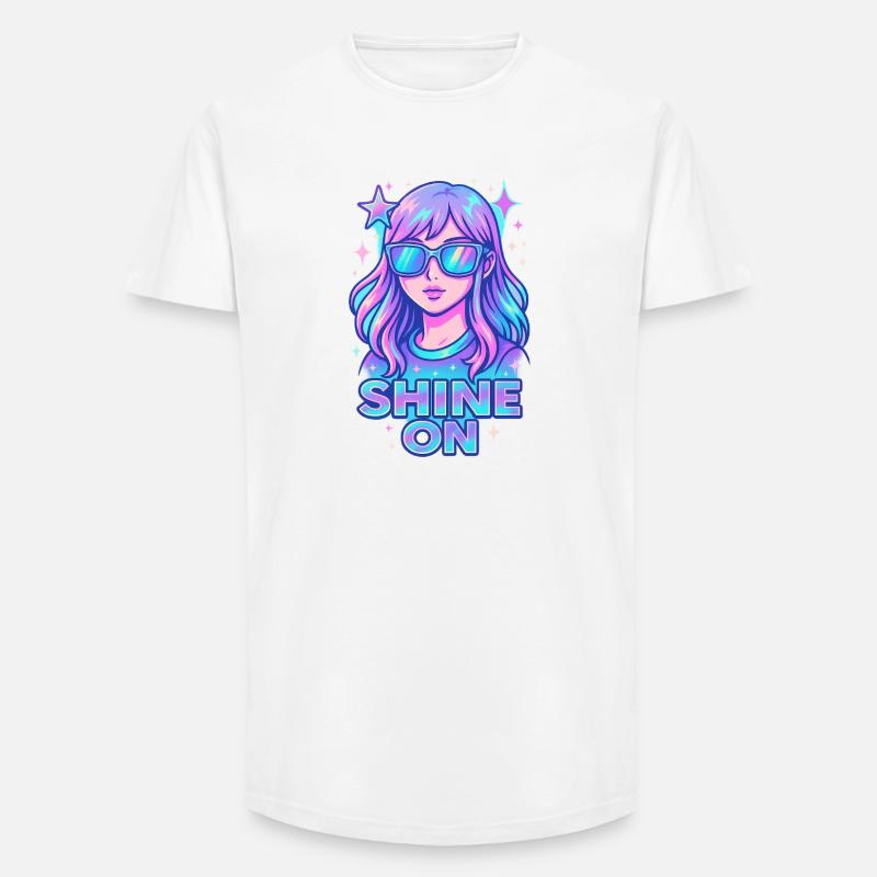 Kosmische Träumerin Mädchen Illustration - Long Fit Männer T-Shirt - Weiß