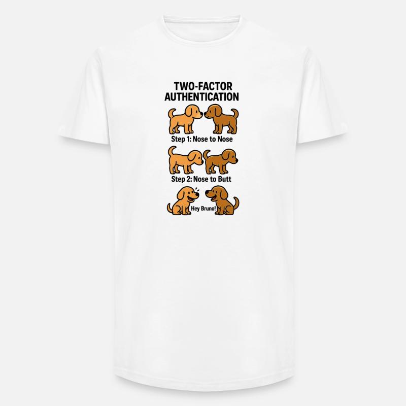 Two Factor Authentication Hunde - Long Fit Männer T-Shirt - Weiß