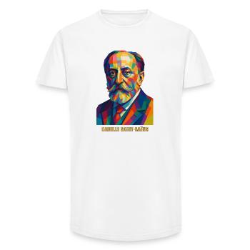 Portrait cubiste de Camille Saint-Saëns - T-shirt coupe longue homme - blanc - Devant - AI Model Male 185 light (185cm)