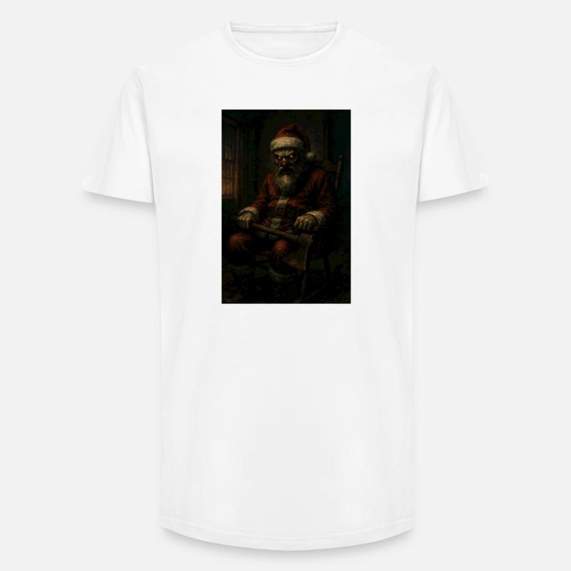 Dunkler Weihnachtsmann mit Axt - Long Fit Männer T-Shirt - Weiß