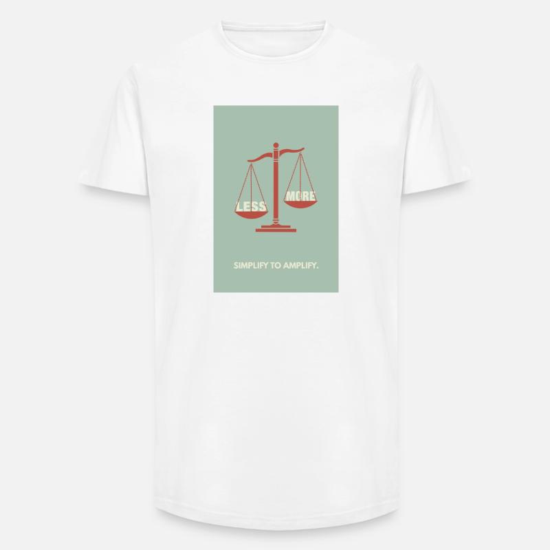 Moins, c’est plus - Conception d’affiche d’équilibre - T-shirt coupe longue homme - blanc