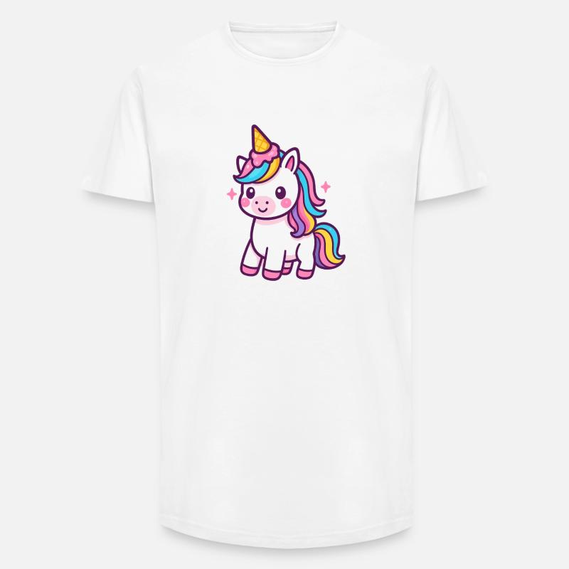 Buntes Einhorn mit Regenbogenmähne - Long Fit Männer T-Shirt - Weiß