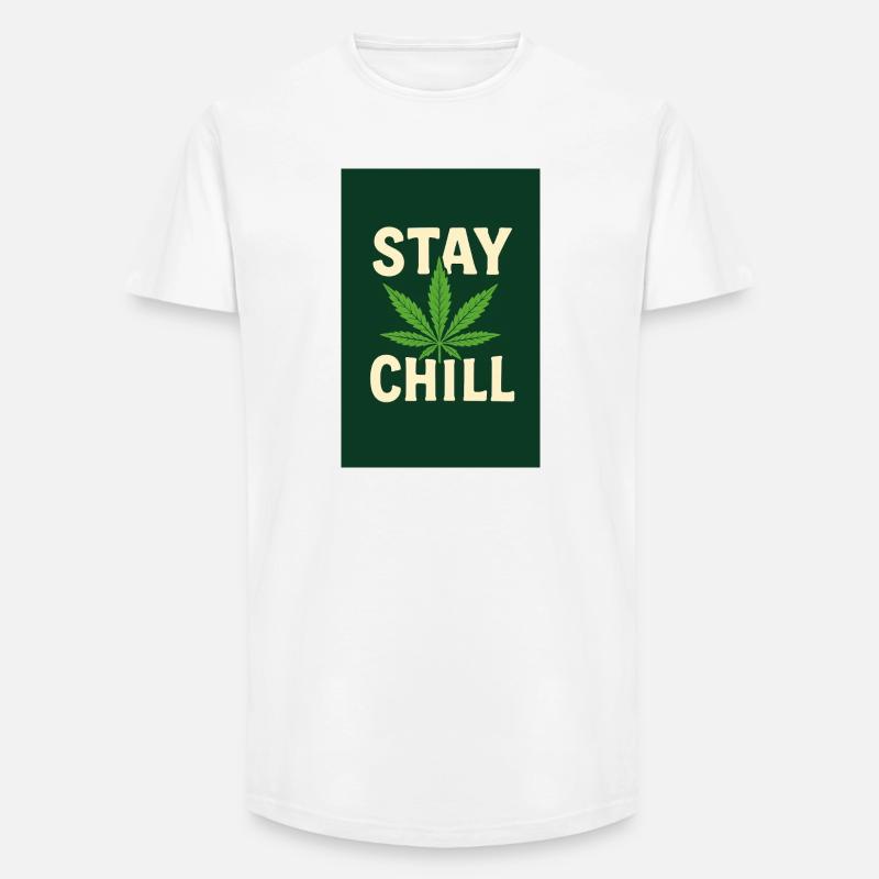 Stay Chill Cannabis Leaf - Long Fit Men's T-Shirt - white