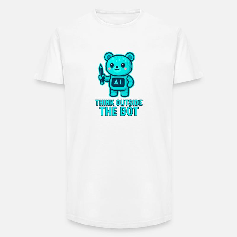 Think Outside the Bot Bär AI - Long Fit Männer T-Shirt - Weiß