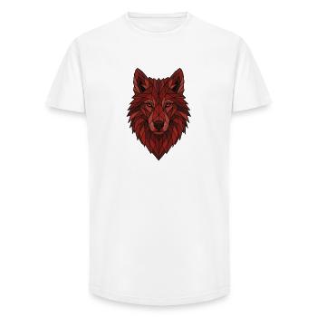 Red Geometric Wolf - Long Fit Men's T-Shirt - white - Front - AI Model Male 185 light (185cm)