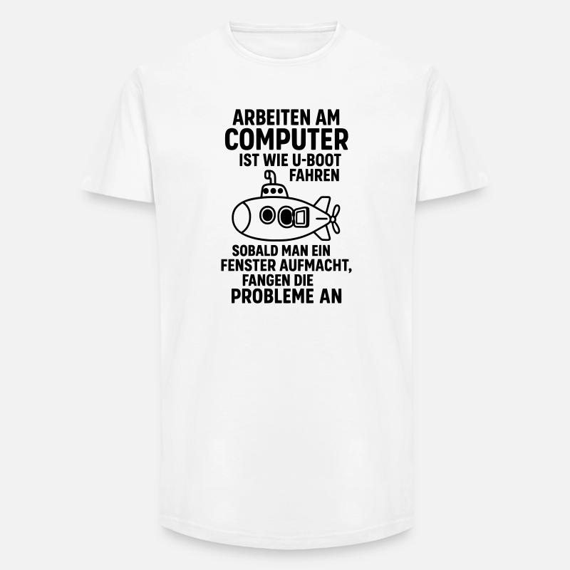 Computer Joke Problems Open Window Submarine - Long Fit Men's T-Shirt - white