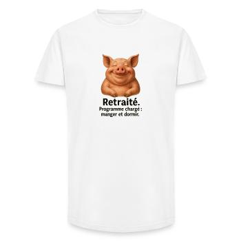 Gourmet-Rentner Happy Pork - Long Fit Männer T-Shirt - Weiß - Vorne - AI Model Male 185 light (185cm)