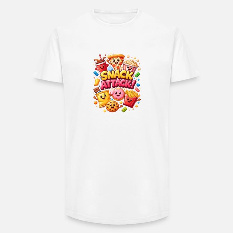 Snack Attack! Bunte Snack-Helden - Long Fit Männer T-Shirt - Weiß