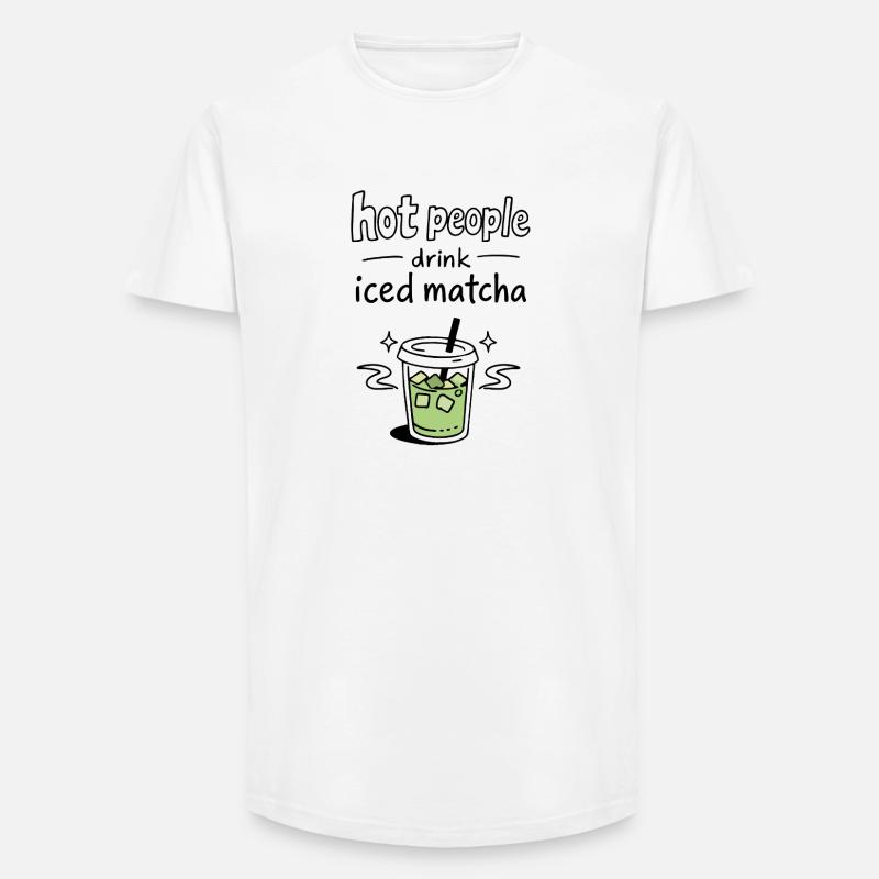 Hot People Drink Iced Matcha Statement - Long Fit Männer T-Shirt - Weiß