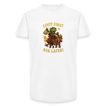 Loot First, Ask Later - Long Fit Men's T-Shirt - white - Front - AI Model Male 185 light (185cm)