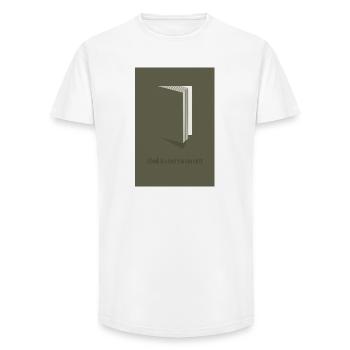 Un livre est une porte que tu peux porter - T-shirt coupe longue homme - blanc - Devant - AI Model Male 185 light (185cm)