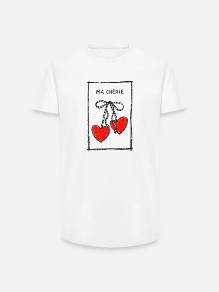 Ma Chérie Herzenkette - Long Fit Männer T-Shirt - Weiß