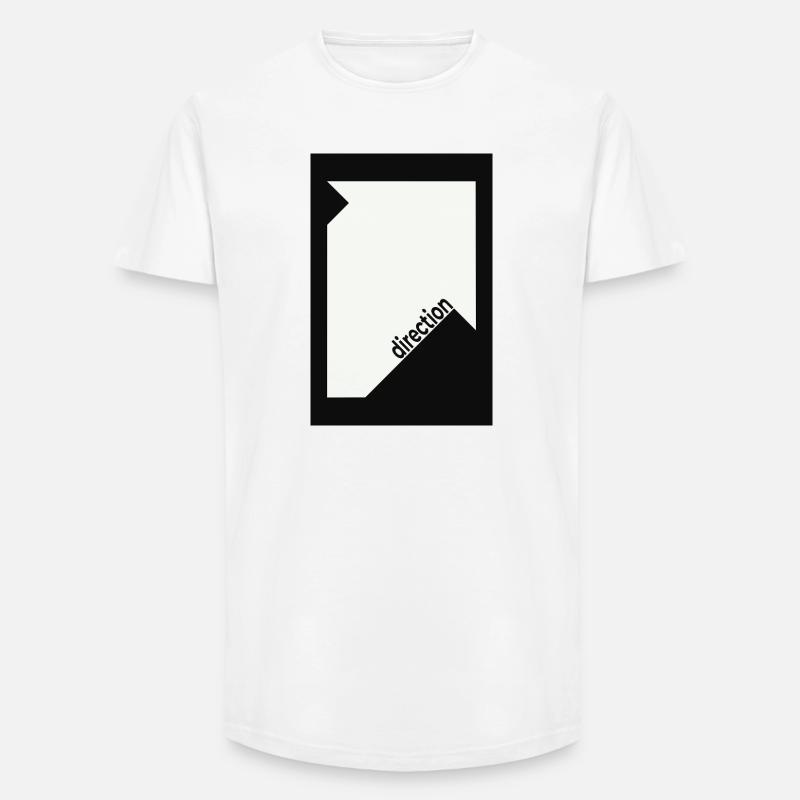 Direction Poster Schwarz – Minimal Statement - Long Fit Männer T-Shirt - Weiß
