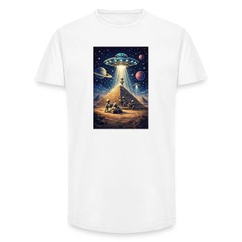 OVNI de la pyramide extraterrestre - T-shirt coupe longue homme - blanc - Devant - AI Model Male 185 light (185cm)