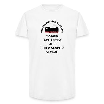 Dampf Ablassen Schmalspur - Long Fit Männer T-Shirt - Weiß - Vorne - AI Model Male 185 light (185cm)