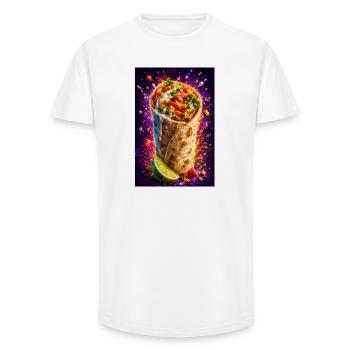 Fiesta Burrito Chargée de Feu - T-shirt coupe longue homme - blanc - Devant - AI Model Male 185 light (185cm)