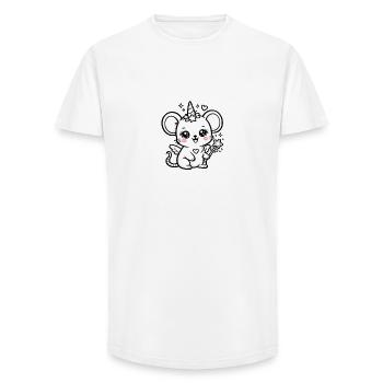 Magic Mouse Kawaii Fantasy – Mignonne Magic Mouse - T-shirt coupe longue homme - blanc - Devant - AI Model Male 185 light (185cm)