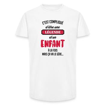 tiener / teen / teenager / kind - Heren T-shirt met lange pasvorm - wit - Voor - AI Model Male 185 light (185cm)