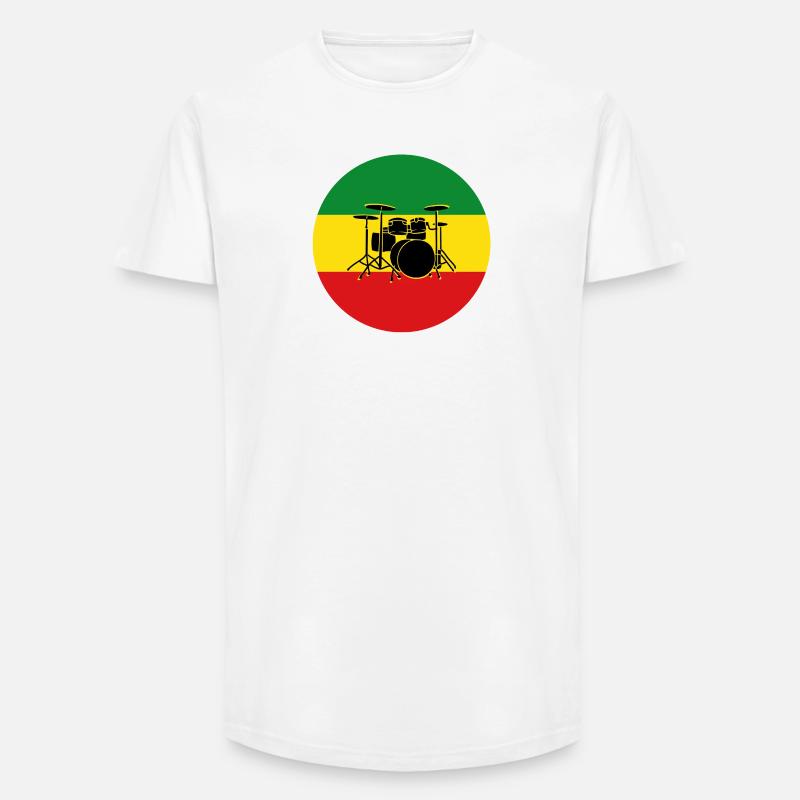 Reggae-Trommeln Silhouette - Long Fit Männer T-Shirt - Weiß