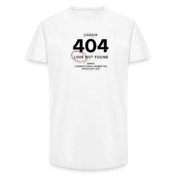 Love Not Found – Error 404 - Long Fit Men's T-Shirt - white - Front - AI Model Male 185 light (185cm)