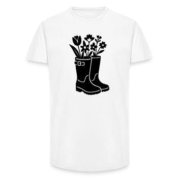 Spring boots with flowers - Long Fit Men's T-Shirt - white - Front - AI Model Male 185 light (185cm)
