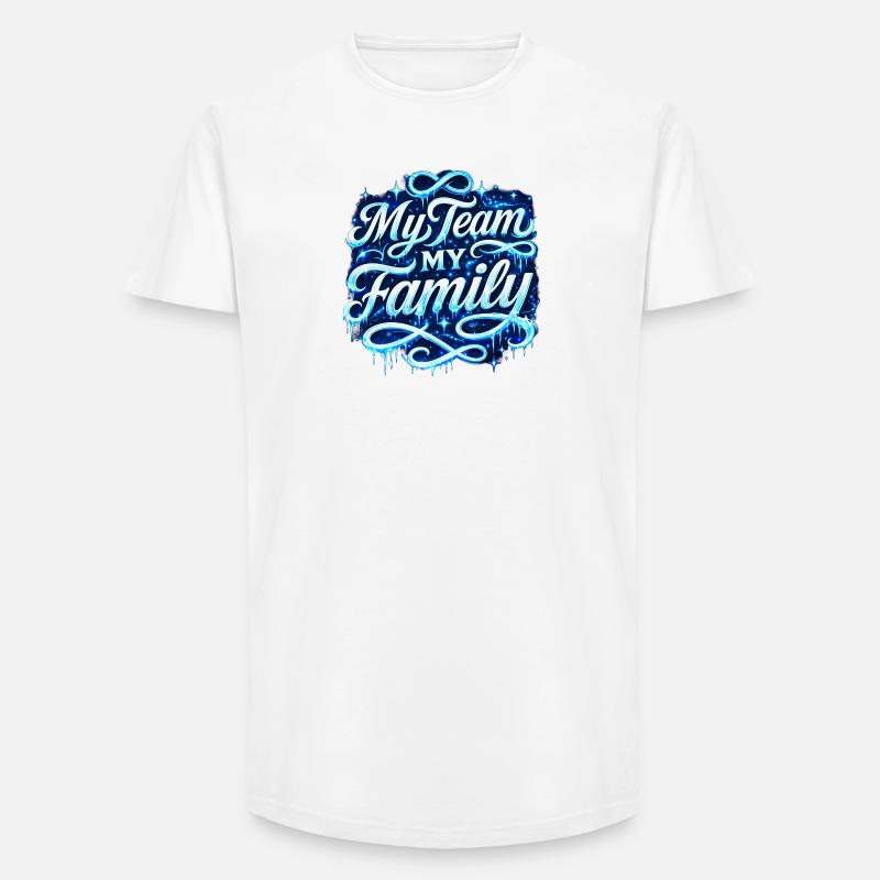 My Team My Family Neon Script - Long Fit Männer T-Shirt - Weiß