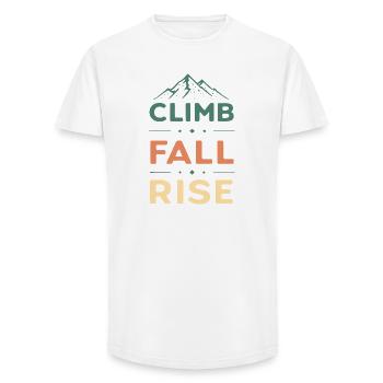 Climb Fall Rise Mountain - Long Fit Men's T-Shirt - white - Front - AI Model Male 185 light (185cm)