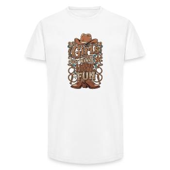 Cowboy Fun Typo Design - Long Fit Männer T-Shirt - Weiß - Vorne - AI Model Male 185 light (185cm)
