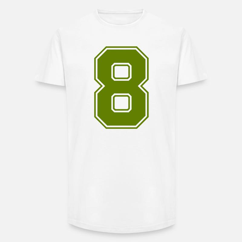 8 - Long Fit Männer T-Shirt - Weiß